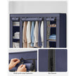 Fabric Wardrobe – Canvas – Navy Blue – 12 Shelves and Clothes Hanging Rail