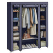 Fabric Wardrobe – Canvas – Navy Blue – 12 Shelves and Clothes Hanging Rail