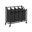Laundry Cart – Fabric – Black – 4 Removable Bags, 140L Capacity