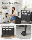 Laundry Sorter Trolley – Fabric – Black – Sturdy Design with 4 Removable 35L Bags