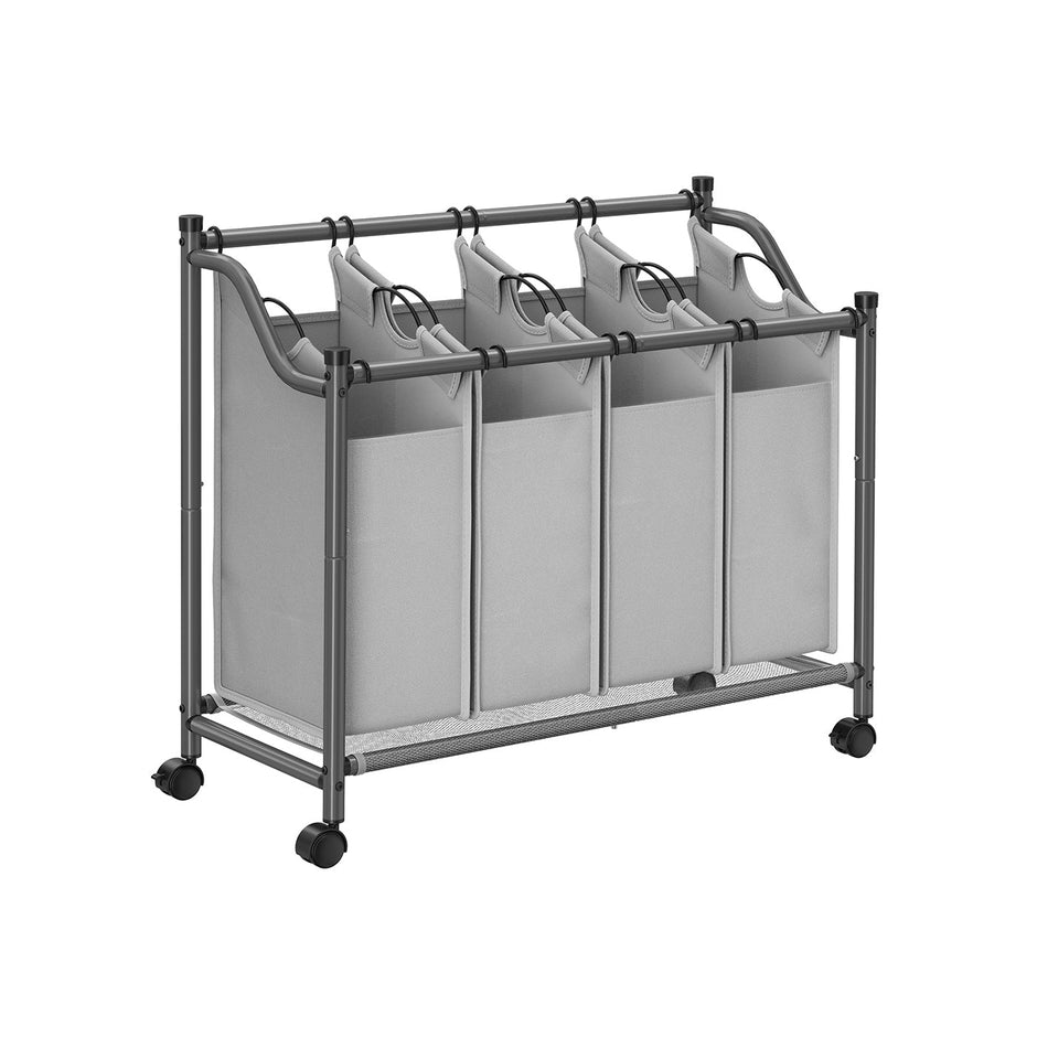 Rolling Laundry Sorter – Fabric – Black – Includes 4 Removable Bags