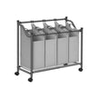 Rolling Laundry Sorter – Fabric – Black – Includes 4 Removable Bags