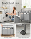 Rolling Laundry Sorter – Fabric – Black – Includes 4 Removable Bags