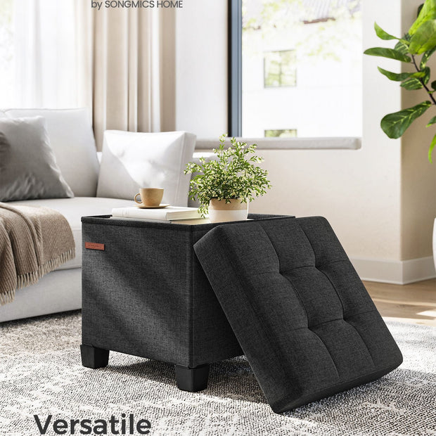 Foldable Storage Ottoman – Fabric – Ink Black – Weight Capacity 300 kg