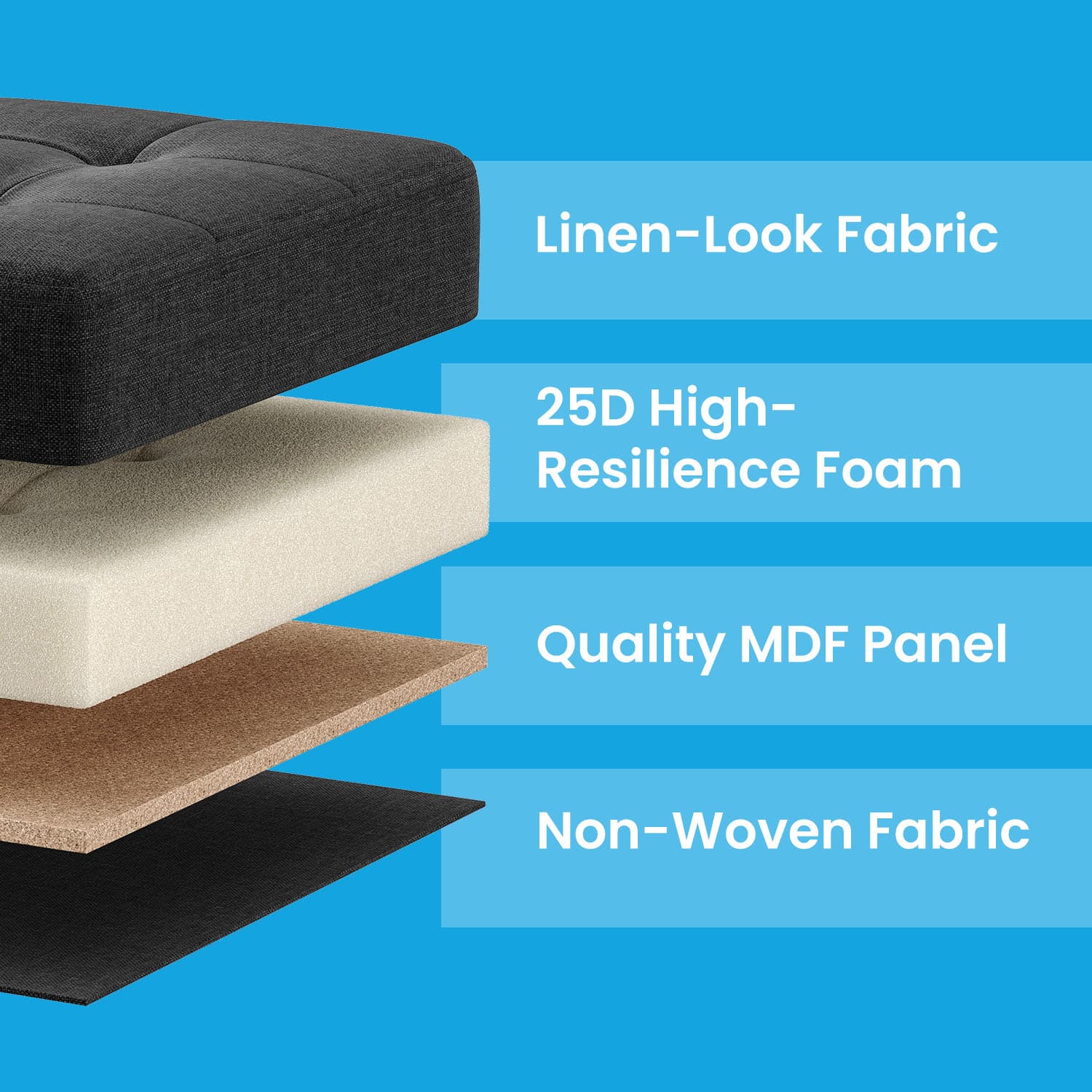 Storage Ottoman – Fabric – Ink Black – Foldable with Storage, Supports up to 300 kg