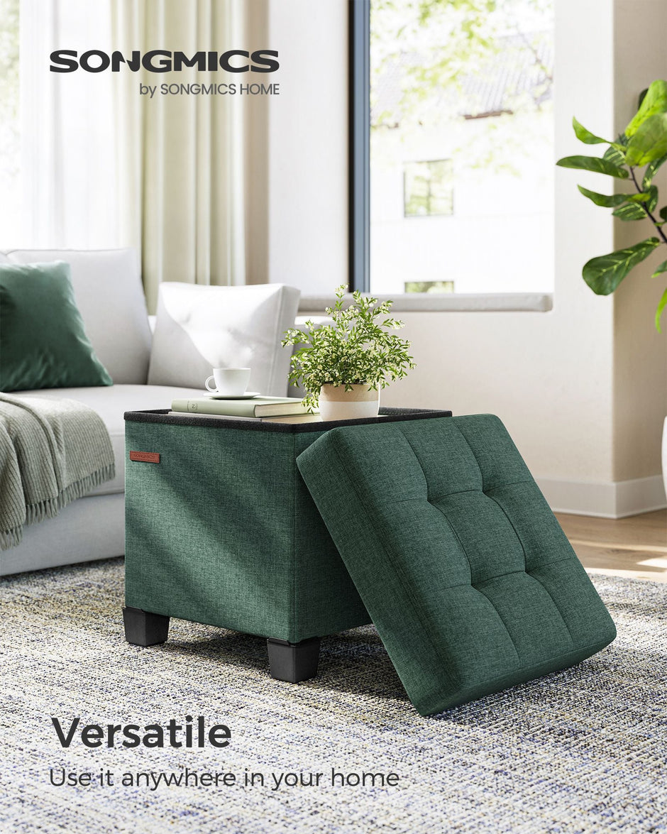 Foldable Storage Ottoman – Fabric – Retro Green – Compact Design with Weight Capacity of 300 kg