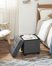 Foldable Storage Ottoman – Fabric – Dark Grey – 38 x 38 cm – Multi-functional Foot Stool with Storage