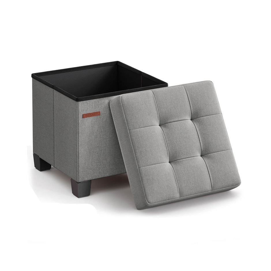 Foldable Storage Ottoman – Fabric – Dove Grey – Compact Foot Rest with High Load Capacity
