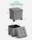 Foldable Storage Ottoman – Fabric – Dove Grey – Compact Foot Rest with High Load Capacity