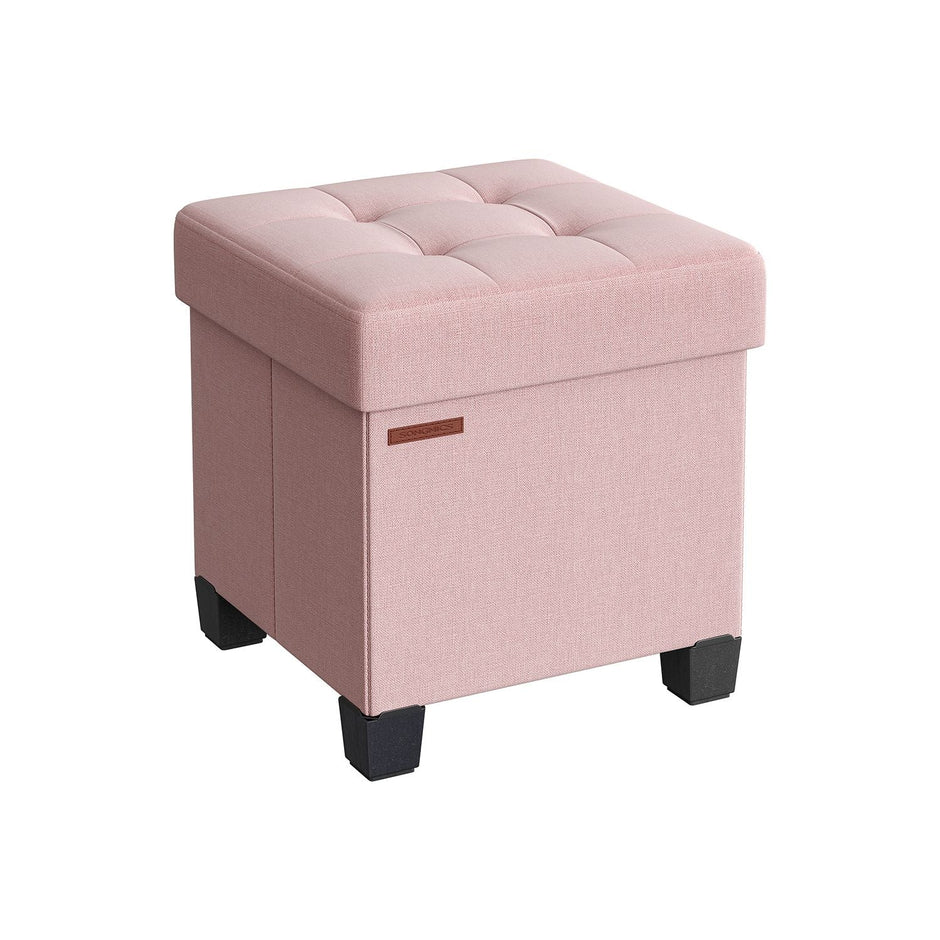 Foldable Storage Ottoman – Fabric – Jelly Pink – Weight Capacity 300 kg
