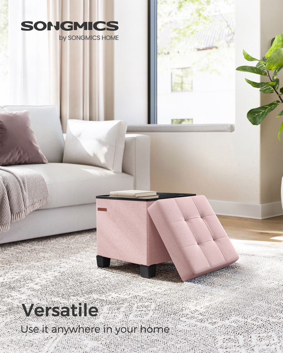 Foldable Storage Ottoman – Fabric – Jelly Pink – Weight Capacity 300 kg