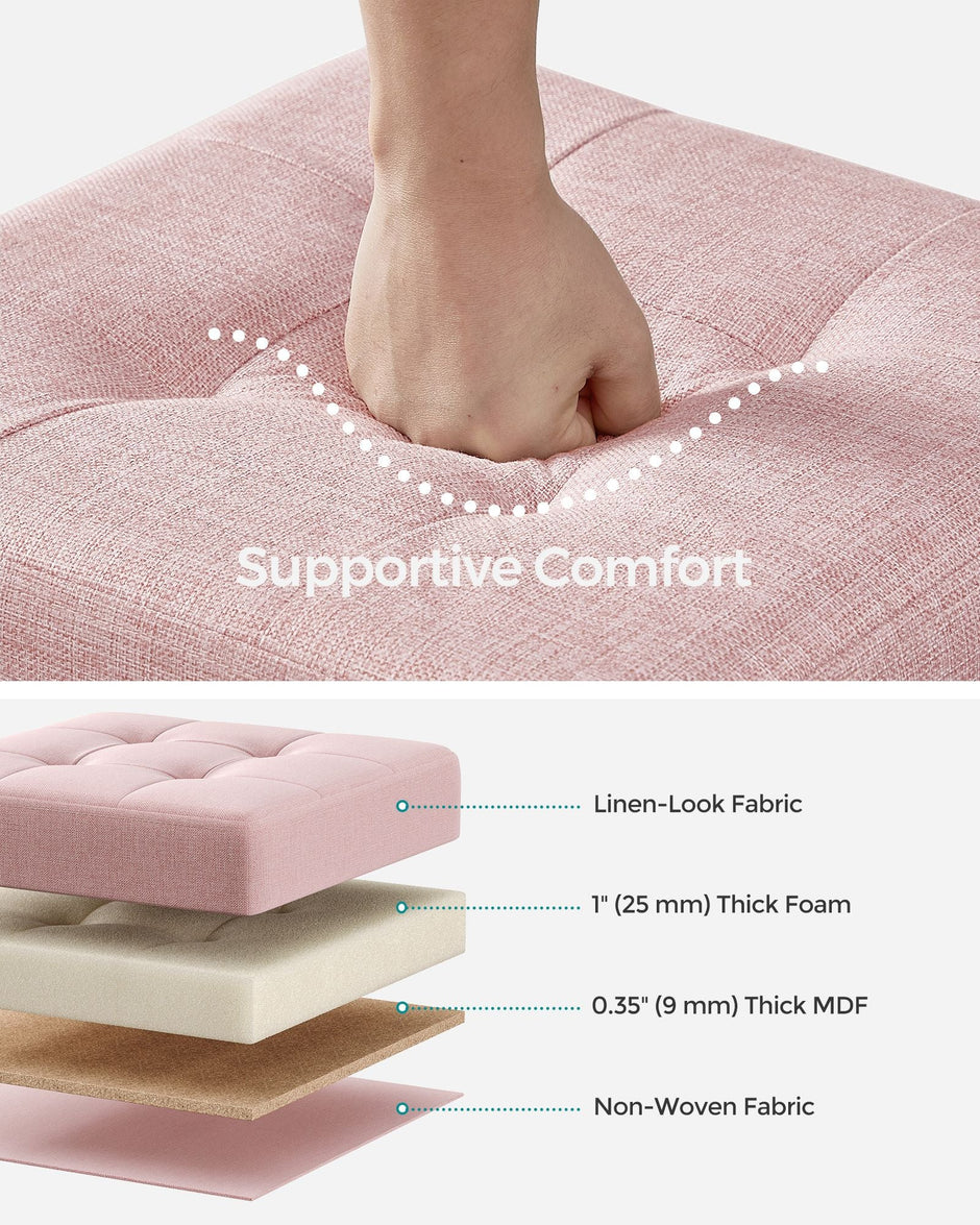 Foldable Storage Ottoman – Fabric – Jelly Pink – Weight Capacity 300 kg