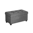 Storage Ottoman – Padded Fabric – Dark Grey – Foldable with Solid Wood Feet, 68L Capacity