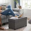 Storage Ottoman – Padded Fabric – Dark Grey – Foldable with Solid Wood Feet, 68L Capacity