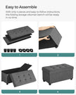 Storage Ottoman – Padded Fabric – Dark Grey – Foldable with Solid Wood Feet, 68L Capacity