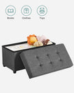 Storage Ottoman – Padded Fabric – Dark Grey – Foldable with Solid Wood Feet, 68L Capacity