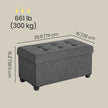 Storage Ottoman Bench – Fabric – Ink Black – Foldable with Storage