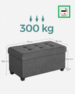 Foldable Storage Ottoman Bench – Fabric – Dark Grey – Multi-functional with Ample Storage