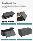 Foldable Storage Ottoman Bench – Fabric – Dark Grey – Multi-functional with Ample Storage
