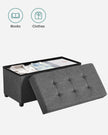 Foldable Storage Ottoman Bench – Fabric – Dark Grey – Multi-functional with Ample Storage