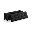 Storage Ottoman Bench – Fabric – Ink Black – Foldable with Legs and Storage