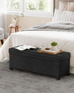 Storage Ottoman Bench – Fabric – Ink Black – Foldable with Legs and Storage
