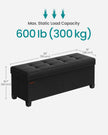 Storage Ottoman Bench – Fabric – Ink Black – Foldable with Legs and Storage