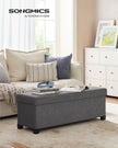 Foldable Storage Ottoman Bench – Fabric – Dark Grey – Versatile Footrest with Storage