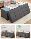 Foldable Storage Ottoman Bench – Fabric – Dark Grey – Versatile Footrest with Storage