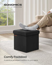Foldable Storage Ottoman – Padded Fabric – Ink Black – 40L Capacity, Supports 300 kg