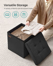 Foldable Storage Ottoman – Padded Fabric – Ink Black – 40L Capacity, Supports 300 kg