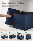 Foldable Storage Ottoman – Padded Fabric – Midnight Blue – 40L Capacity