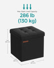 Foldable Storage Ottoman – Fabric – Ink Black – Versatile Use as Bench, Footrest or Bed End Stool