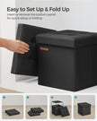 Foldable Storage Ottoman – Fabric – Ink Black – Versatile Use as Bench, Footrest or Bed End Stool