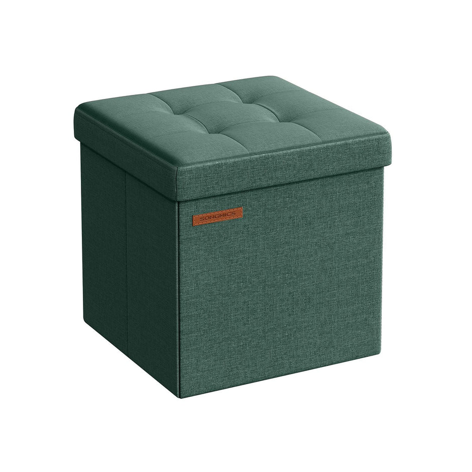Storage Ottoman – Fabric – Retro Green – Foldable Design