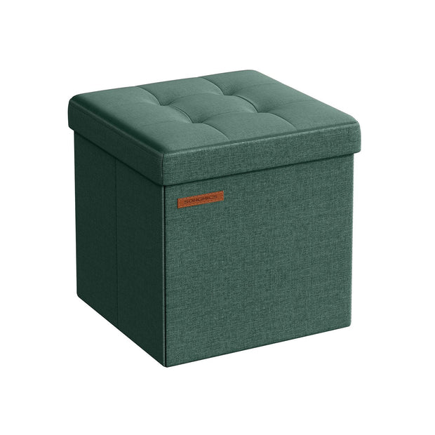 Storage Ottoman – Fabric – Retro Green – Foldable Design