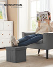 Storage Ottoman – Fabric – Dark Grey – Versatile Footrest and Storage Solution