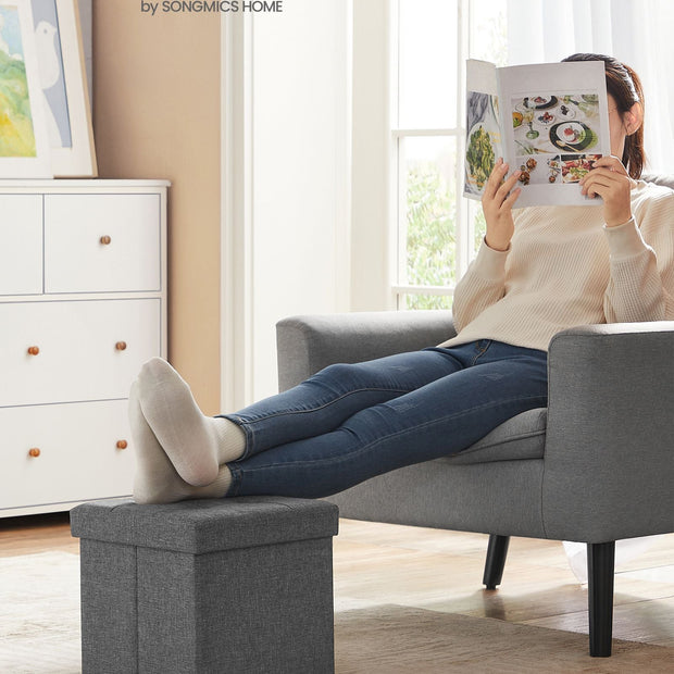 Storage Ottoman – Fabric – Dark Grey – Versatile Footrest and Storage Solution
