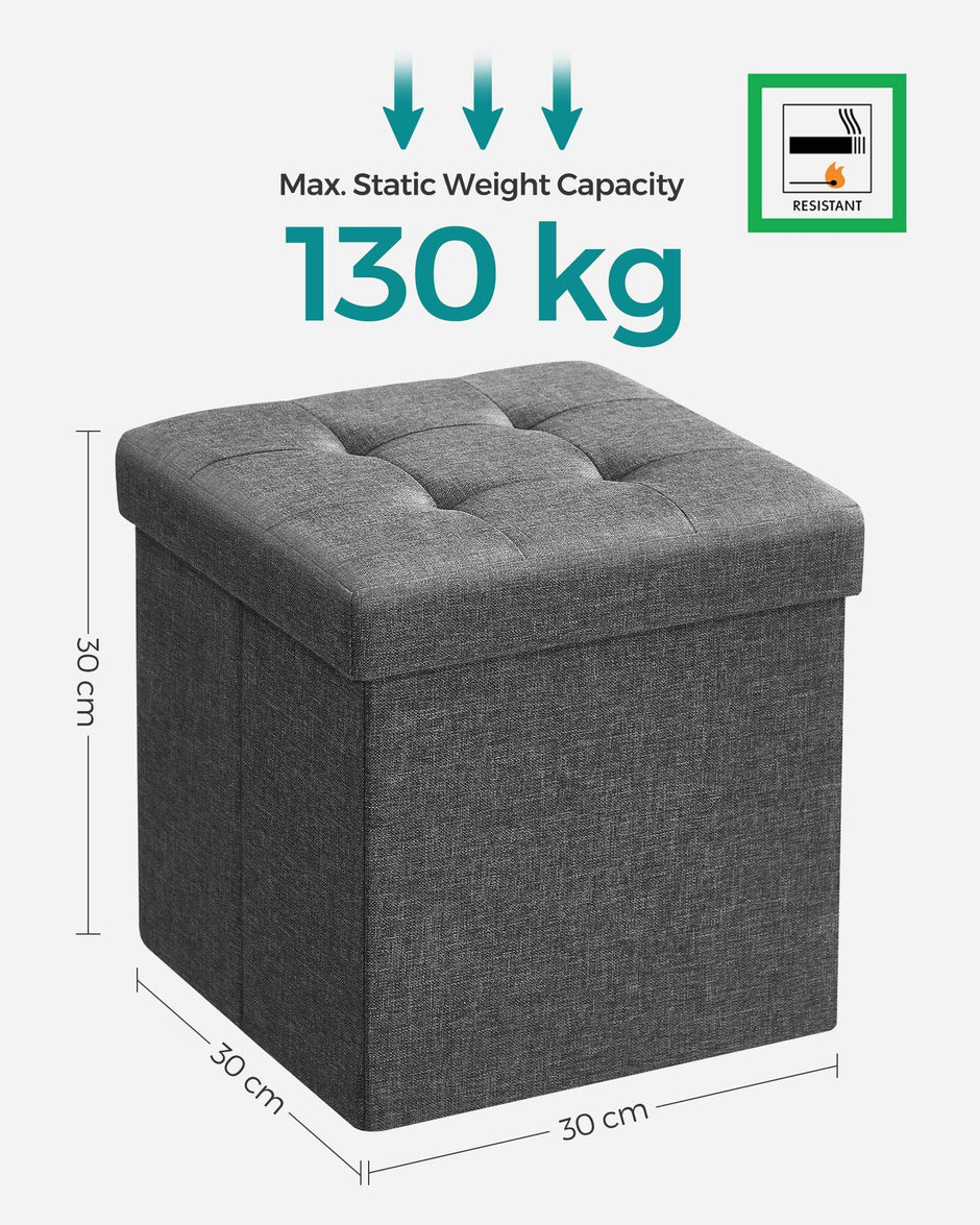 Storage Ottoman – Fabric – Dark Grey – Versatile Footrest and Storage Solution