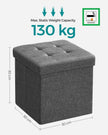 Storage Ottoman – Fabric – Dark Grey – Versatile Footrest and Storage Solution