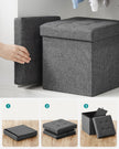 Storage Ottoman – Fabric – Dark Grey – Versatile Footrest and Storage Solution