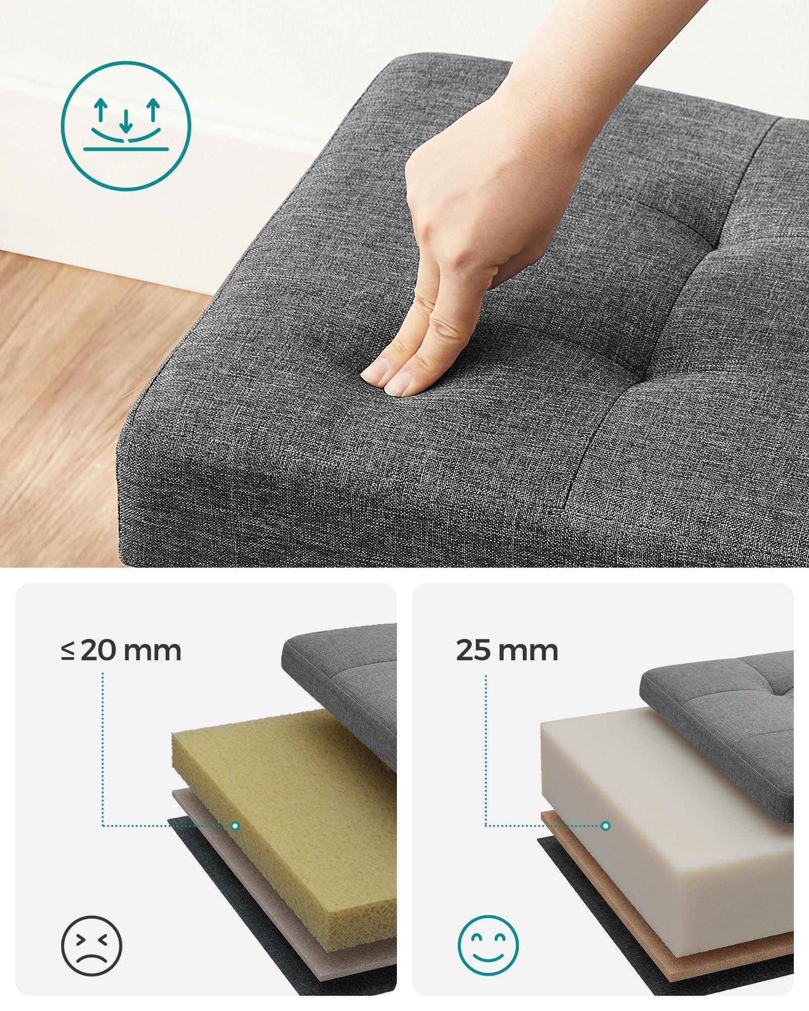 Storage Ottoman – Fabric – Dark Grey – Versatile Footrest and Storage Solution