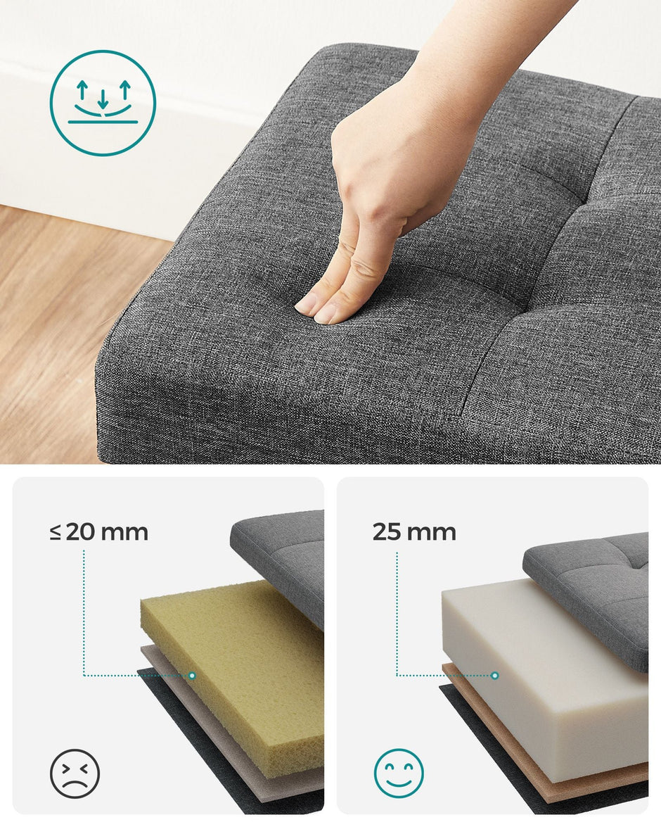 Storage Ottoman – Fabric – Dark Grey – Versatile Footrest and Storage Solution
