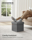 Set of 2 Foldable Storage Ottomans – Fabric – Dark Grey – Multi-Functional Footrest and Storage Solution 30 x 30 x 30 cm