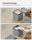 Set of 2 Foldable Storage Ottomans – Fabric – Light Grey – Multi-Functional Design