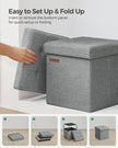Set of 2 Foldable Storage Ottomans – Fabric – Light Grey – Multi-Functional Design