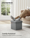Foldable Storage Ottoman – Fabric – Light Grey – Multifunctional Design for Living Room and Bedroom