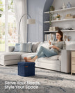 Foldable Storage Ottoman – Fabric – Midnight Blue – Multipurpose Footrest and Storage Solution