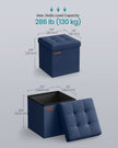 Foldable Storage Ottoman – Fabric – Midnight Blue – Multipurpose Footrest and Storage Solution
