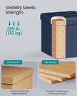 Foldable Storage Ottoman – Fabric – Midnight Blue – Multipurpose Footrest and Storage Solution